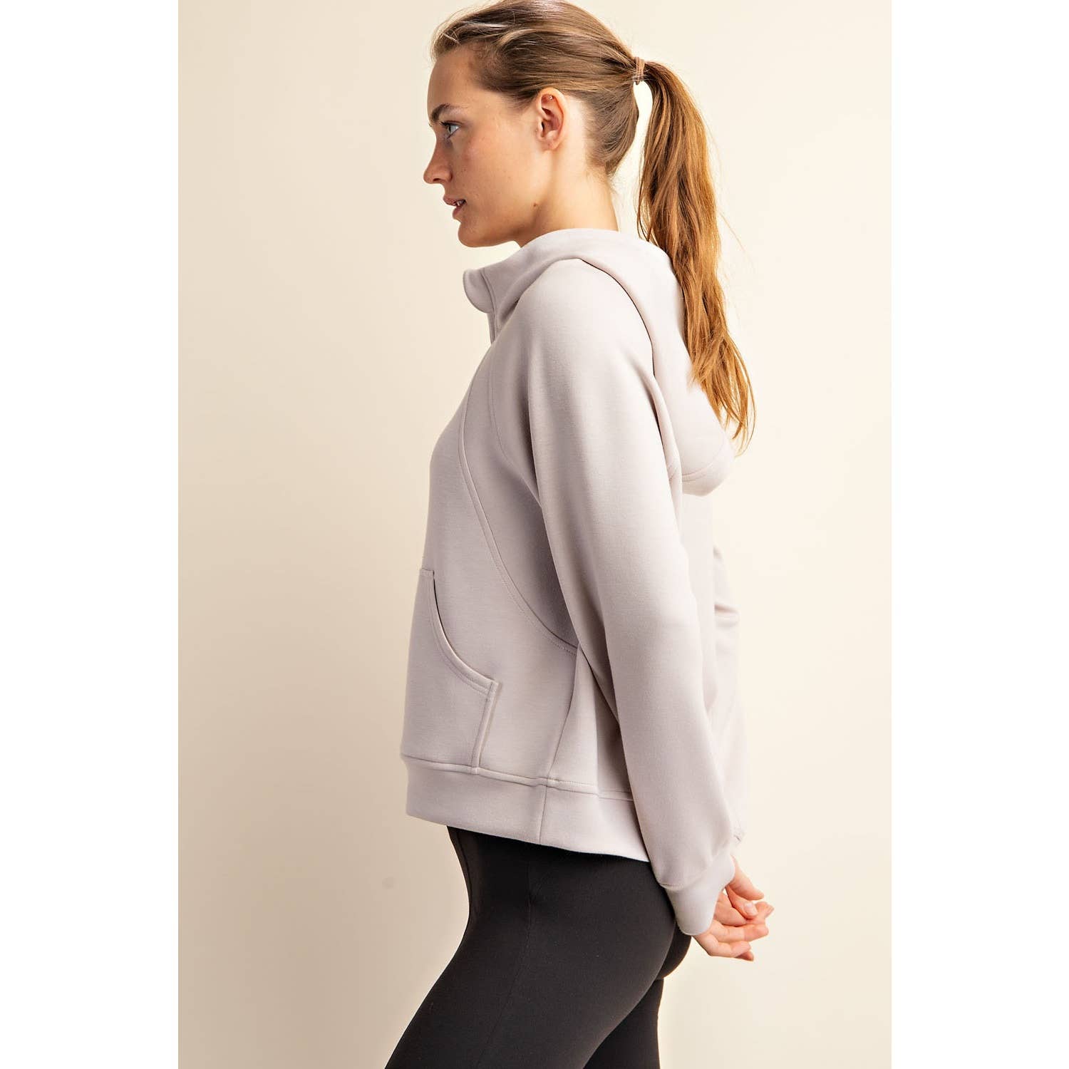 Rae Mode - Wholesale Hoodie - Women's - MODAL SCUBA QUARTER ZIP HODDIE JACKET3