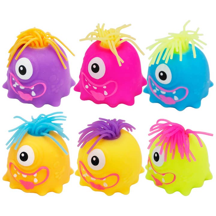 ASSORTED Noodle Hair Monster Fluffy Slime Filled Squishy for wholesale on Faire2