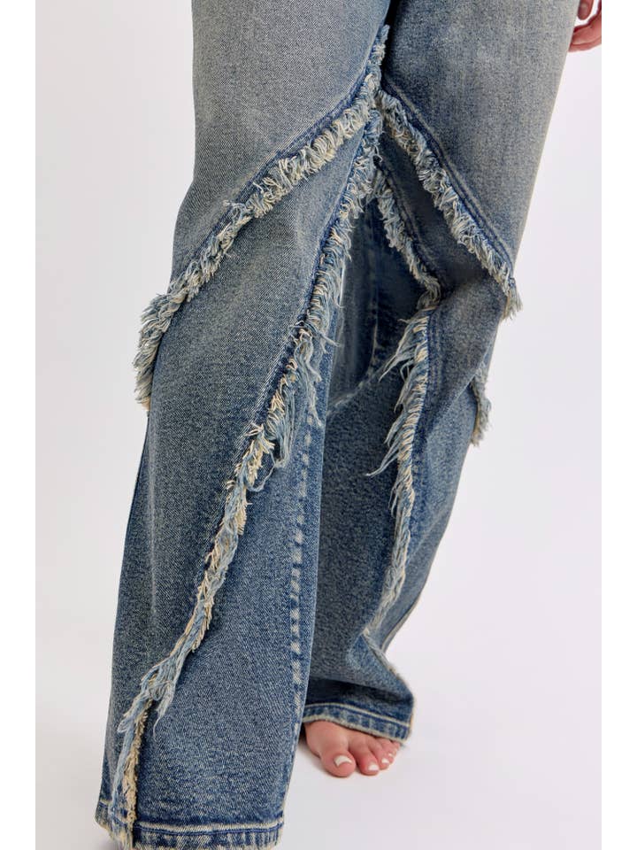 Cello Jeans - Wholesale Jeans - Women's - WV19524SK-T Skater Jean with Bohemian Raw Edge Details Tint