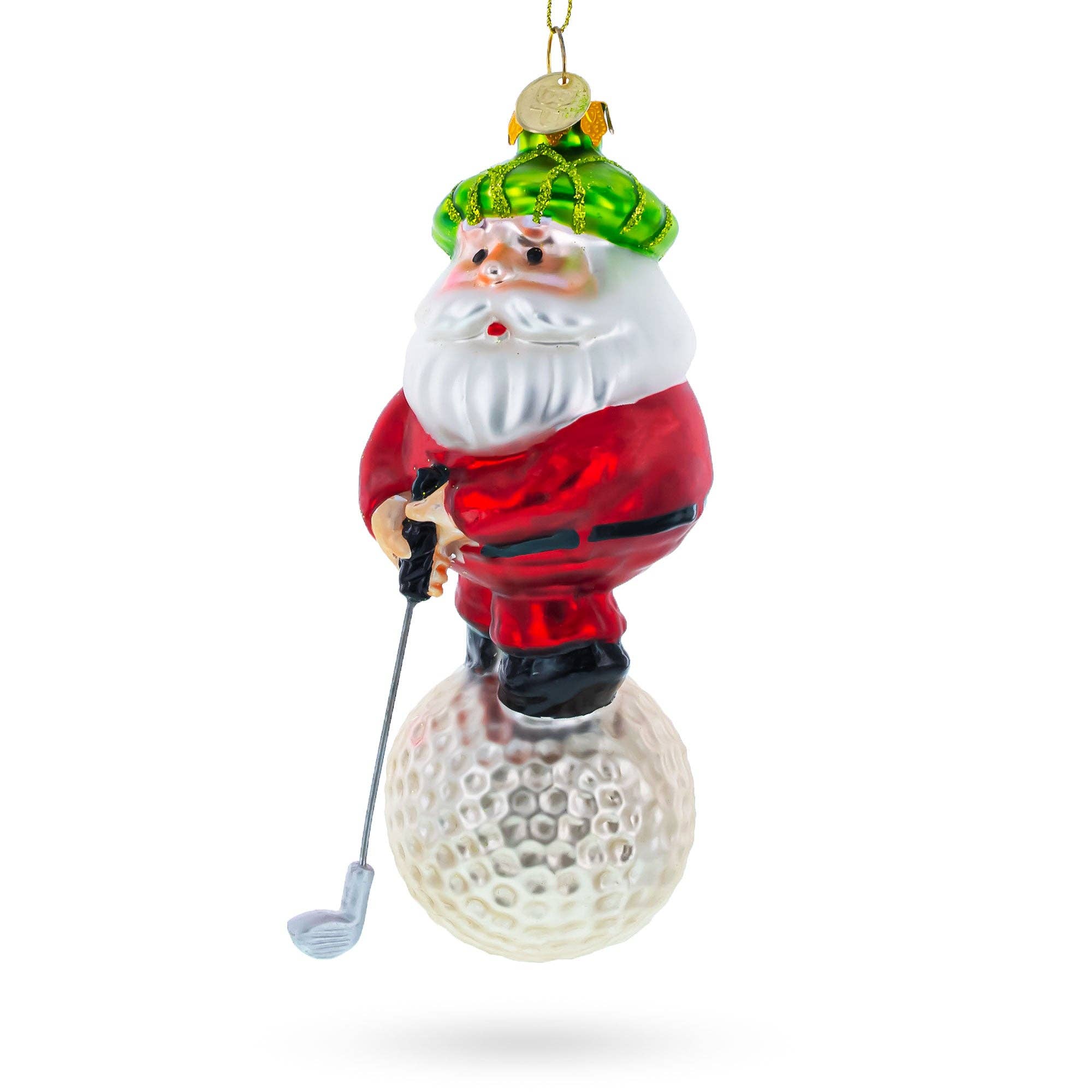 BestPysanky - Vendita all'ingrosso Decorazione - Ornamento in Vetro di Babbo Natale Giocatore di Golf0