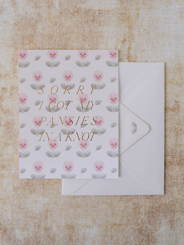 Sorry I Got my Pansies in a Knot | Apology | Greeting Card for wholesale by Flower Heads