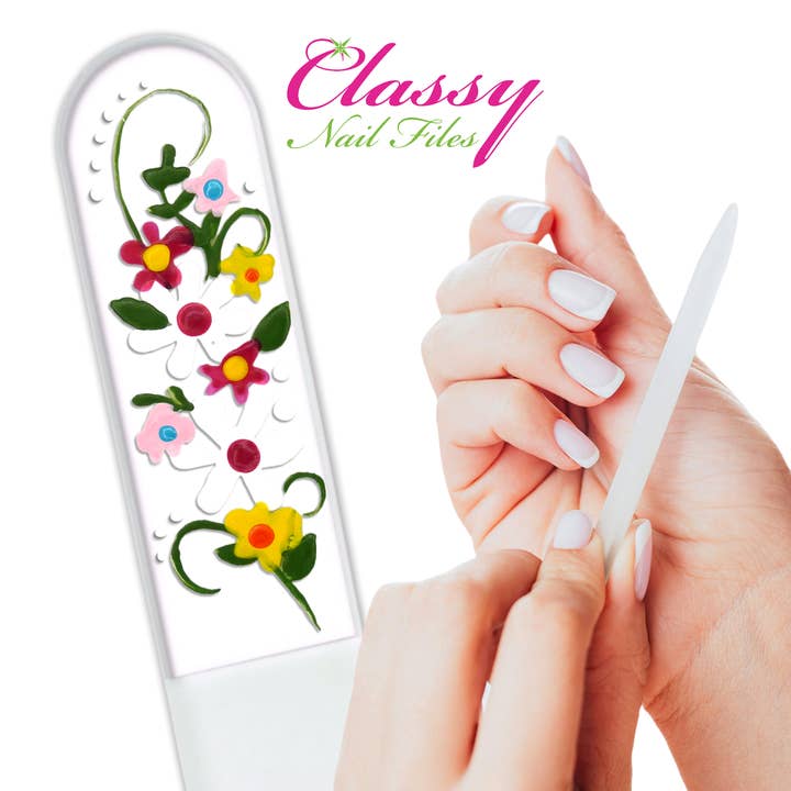 Classy Nail Files - Wholesale Nail File - Welcome Spring Floral Bouquet Hand Painted Crystal Nail File6