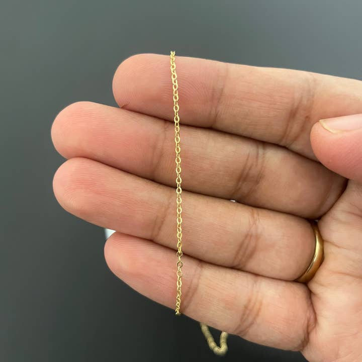 14Kt Gold Filled 1.3mm Flat Cable Chain -100 Feet Spool for wholesale by Plazko