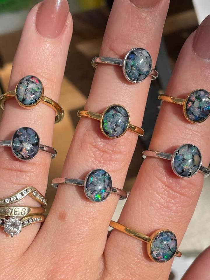 Sparkly Opal Silver Gemstone Rings for wholesale by Lynn Mineral