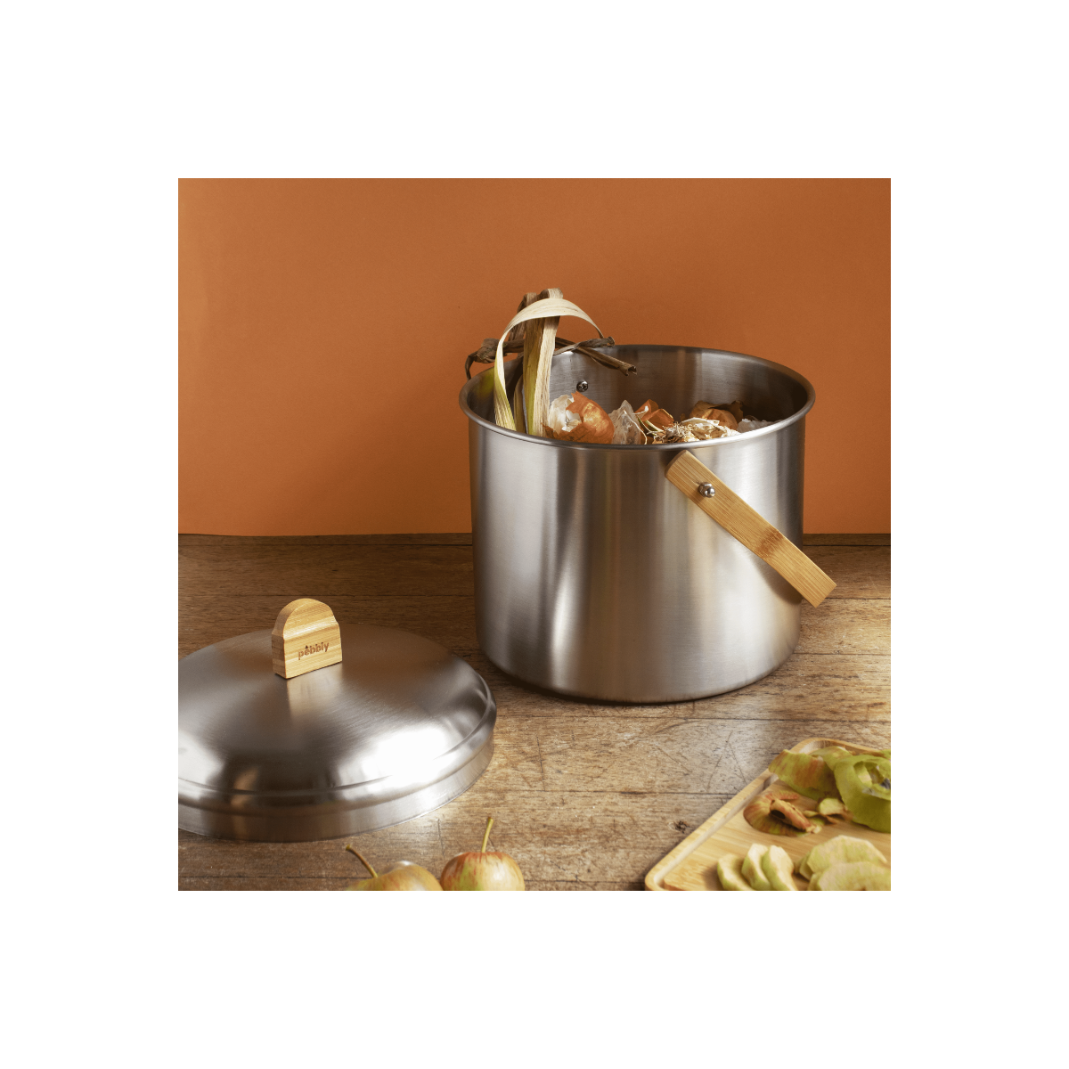 Pebbly France - Wholesale Food Storage Container - 7L Stainless Steel Compost Bin with Built-in Odor Filter3