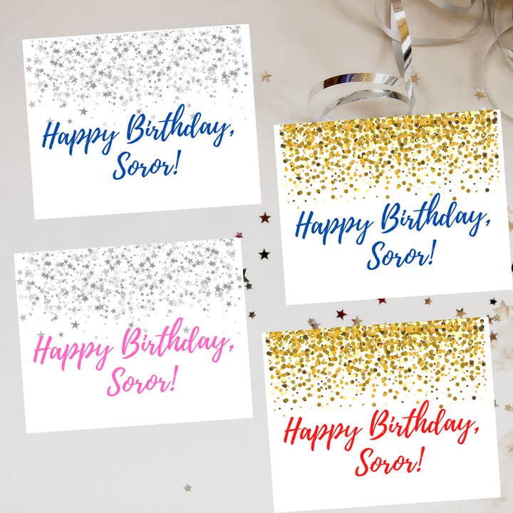 Greek Sorority Birthday cards, with confetti for wholesale by Infectious Design Co.