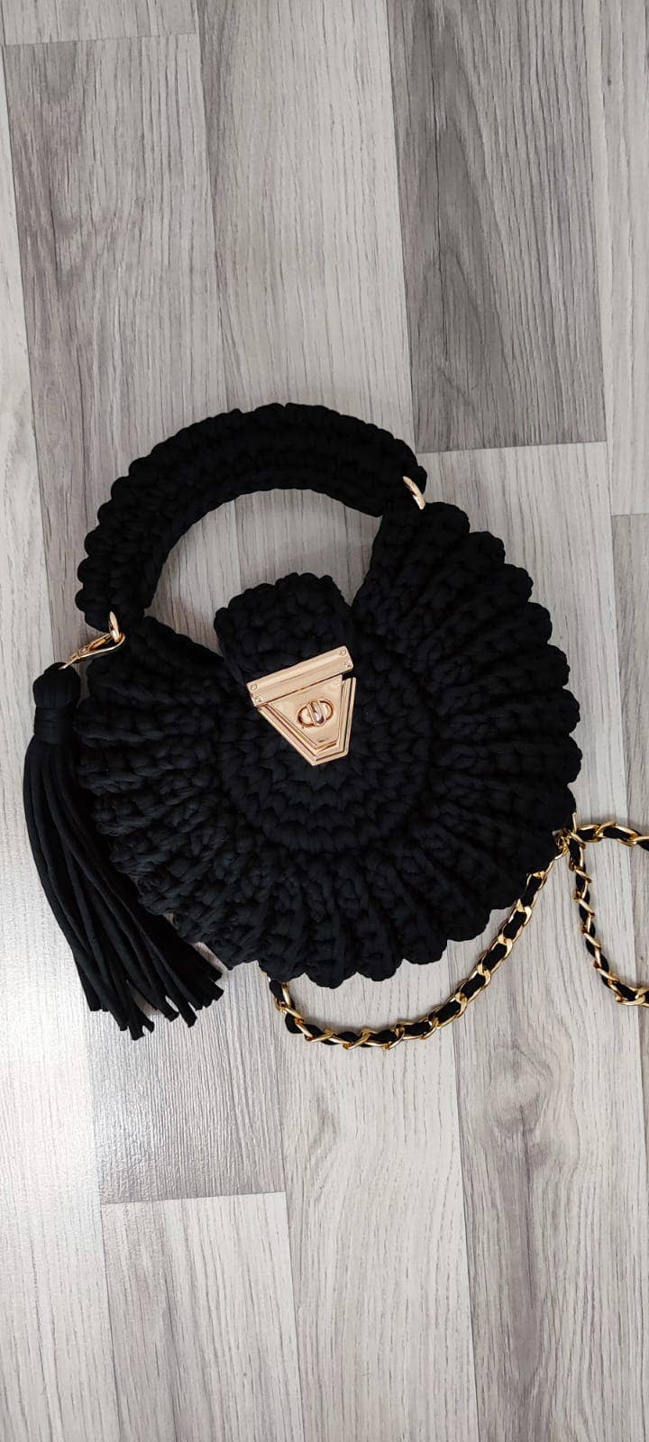 CHQEL - Venta al por mayor Bolso de mano - Mujer - Bolso redondo negro de crochet CHQEL hecho a mano para mujer2