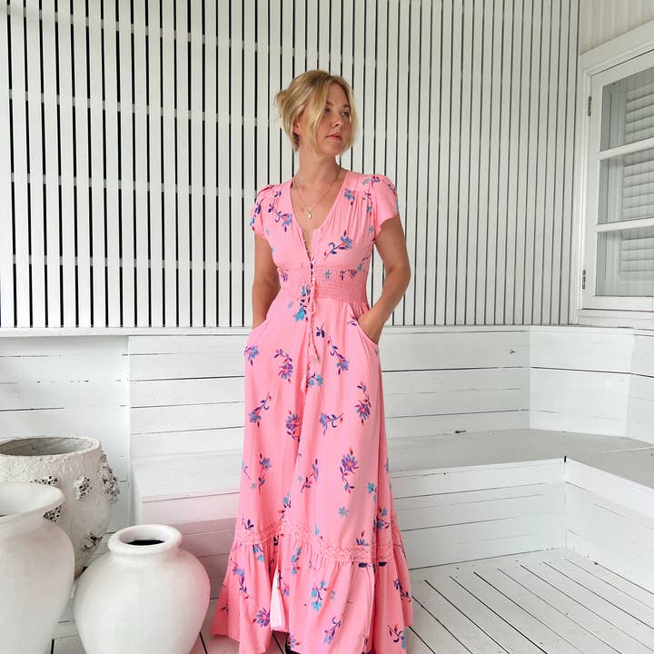 ROMI MAXIKLÄNNING MED VILDBÄRSMÖNSTER för wholesale av Jaase