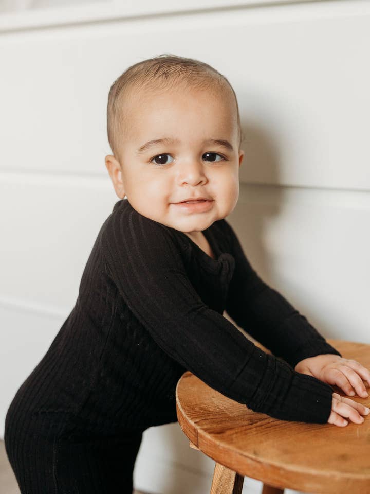 Jammie Session formerly Big Dreams Little Jammies - Wholesale Jumpsuit - Baby - Midnight (Black) Ribbed Baby Bamboo Zipper Romper Pajamas–Unisex Toddler Sleepwear–Gender Neutral Baby Outfit–Newborn Gift–Boy girl Day Nightwear, kid clothing