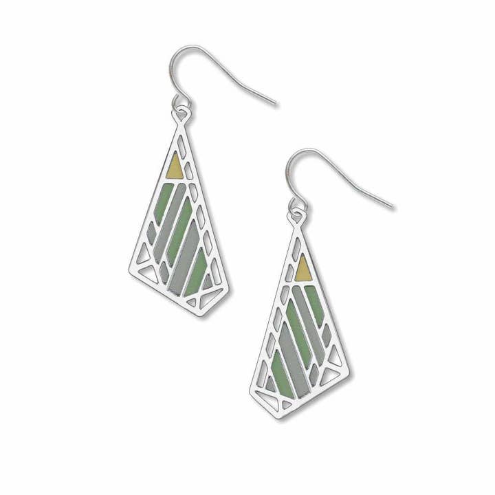 David Howell and Company - Venta al por mayor Pendientes colgantes - Pendientes de mariposa verdes Dana-Thomas de Frank Lloyd Wright
