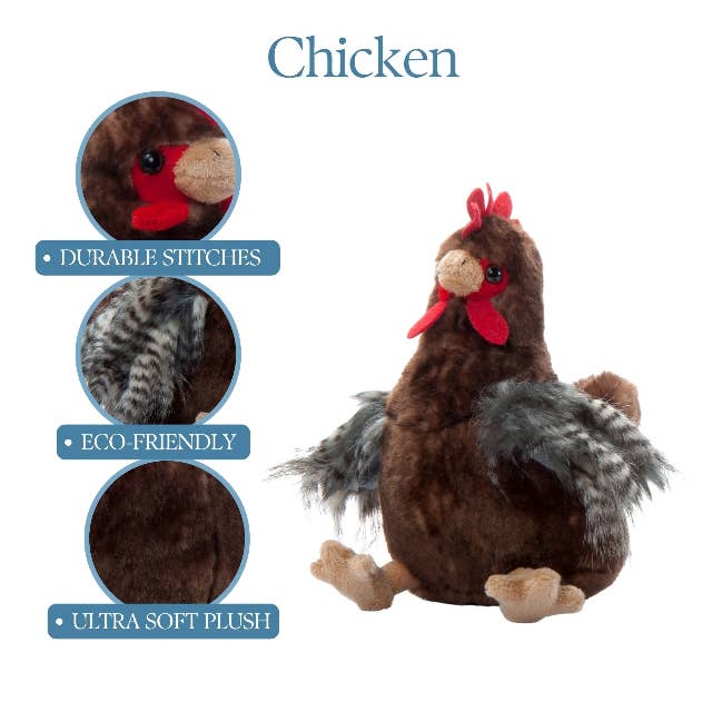 The Petting Zoo - Wholesale Stuffed/Plush Toy - Kids & Baby - 9" (20cm) Wild Onez Chicken Brown4