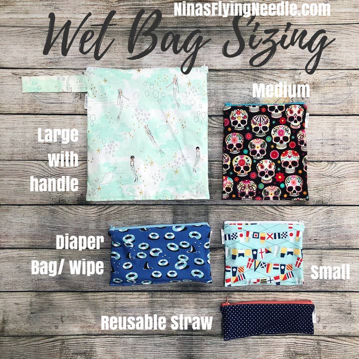 Nina's Flying Needle - Wholesale Wet Bag - Kids & Baby - Large Wet Bag with Handle Whales Smiling12
