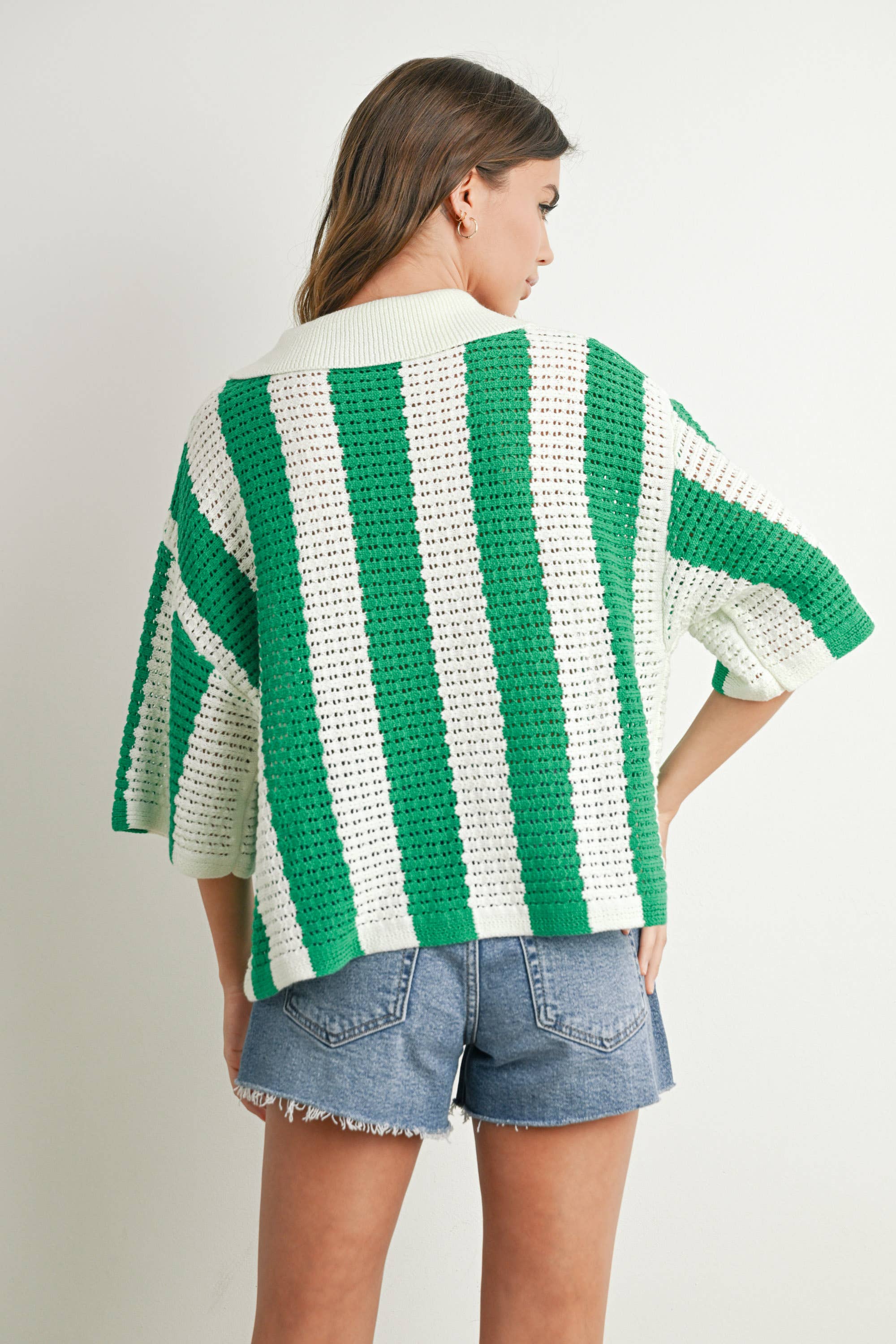 BUTTERMELON - Venta al por mayor Jersey de punto - Mujer - Jersey de Punto a Rayas con Botones - BMW774219