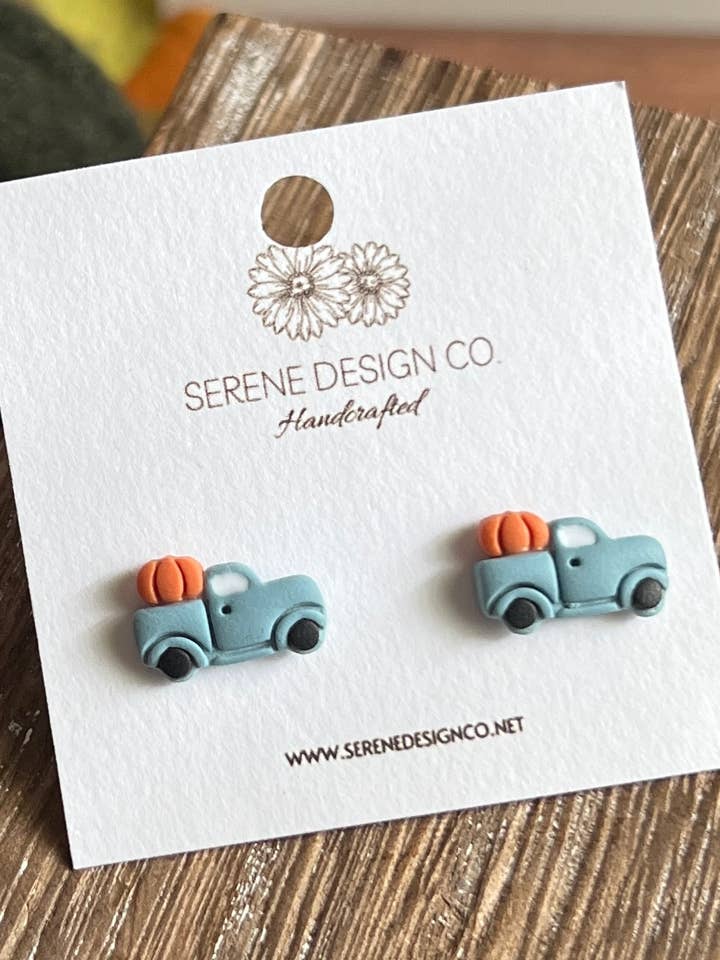 Pumpkin Truck Stud Earrings for wholesale by Serene Design Co.