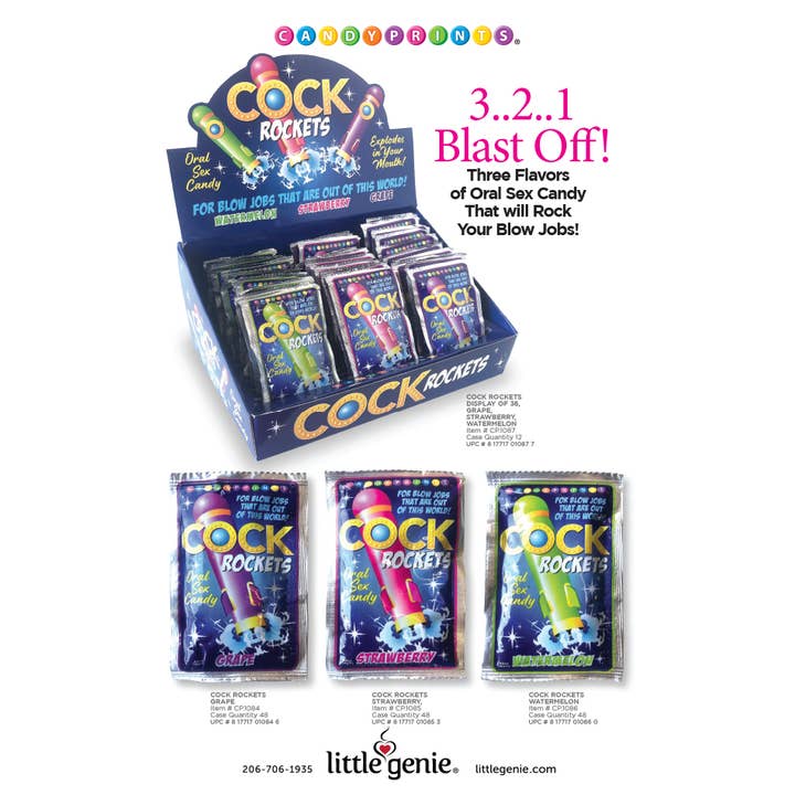 Little Genie Productions - Wholesale Sex Toy - Cock Rockets Oral Sex Candy, Grape (48)