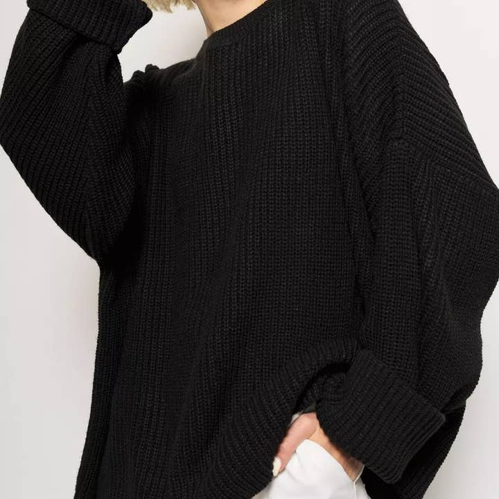 Rosa Clothing - Wholesale Knit Sweater - Women's - Trendy Crewneck Loose Knit Sweater