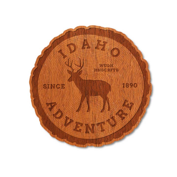 WUDN Handcrafted - Wholesale Sticker - 3" Wooden Adventure Stickers CUSTOMIZE w/ Your State or City4