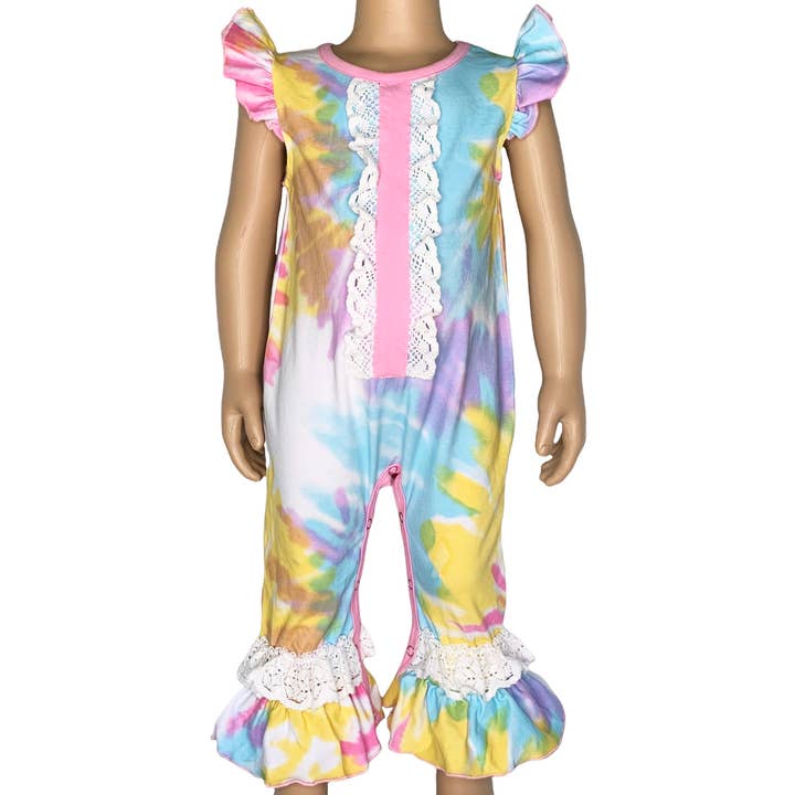 AnnLoren - Wholesale Jumpsuit - Baby - Pastel Tie Dye Baby Girls Spring Romper Easter Kids Clothes