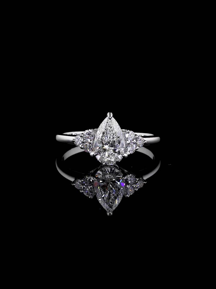 Pear Cut Three-Stone Ring – 3.00ct Lab Diamond for wholesale by Kalindi Jewels