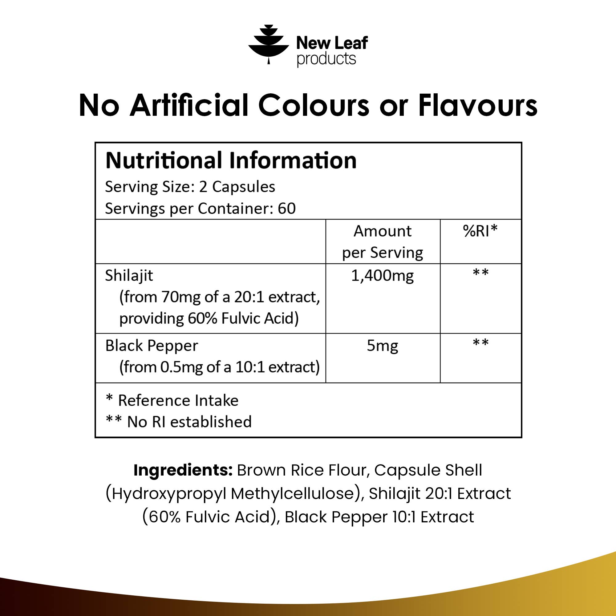 New Leaf products Ltd – wholesale Oral supplement/vitamin – Shilajit Capsules 1400mg with 60% Fulvic Acid 120 Capsules5