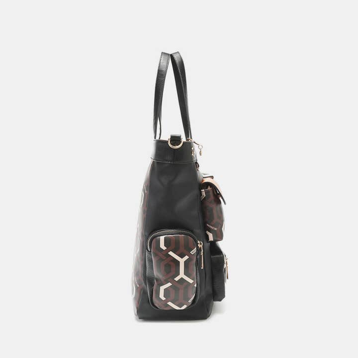 Brown Nicole Lee USA Geometric Pattern Tote Bag for wholesale on Faire2