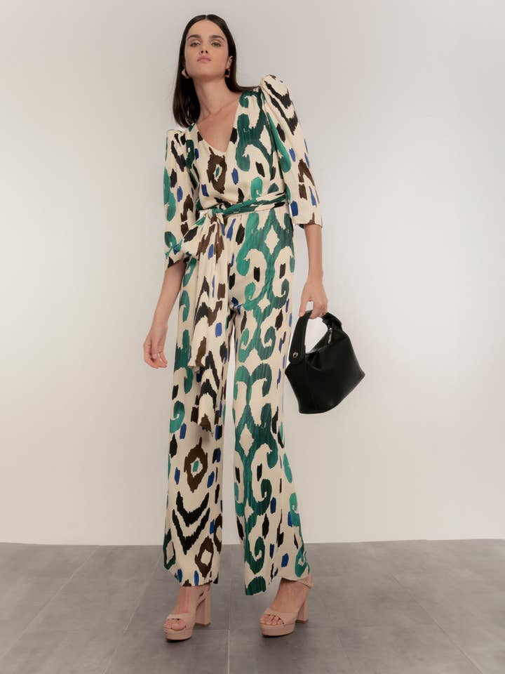 Jumpsuit med etnisk print og bindebælte for engroshandel hos Dolores Promesas