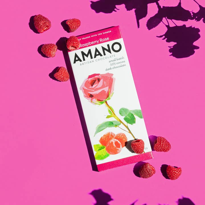 Amano Chocolate - Vente Barre chocolatée - Chocolat Framboise Rose2