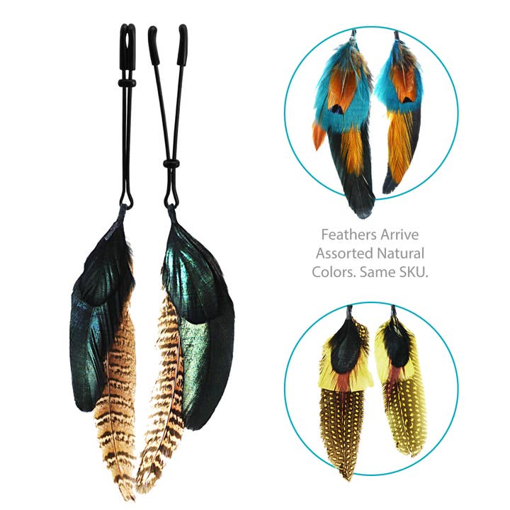 Pince à tétons - Plume - Naturel - Brucelle longue pour la vente par Bijoux De Nip