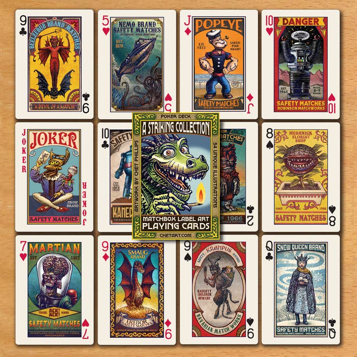 ChetArt - Wholesale Playing Cards - A Striking Collection: Matchbox Label Playing Cards