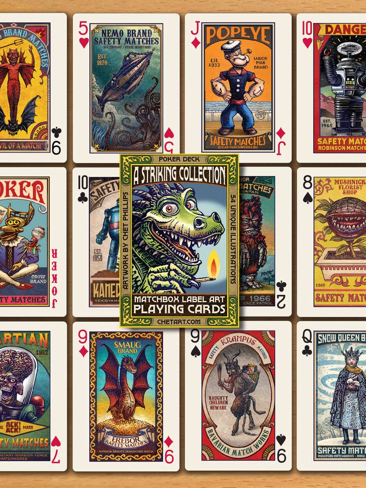 A Striking Collection: Matchbox Label Playing Cards for wholesale by ChetArt