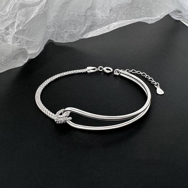 Gemscape UK - Wholesale Charm/Dangle Bracelet - Sterling Silver Half and Half Bracelet - Heart9