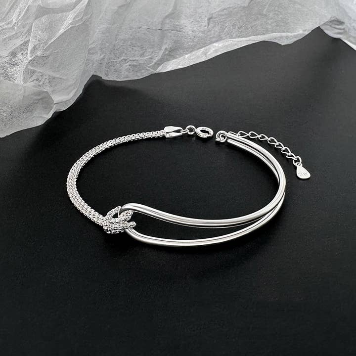 Gemscape UK - Wholesale Charm/Dangle Bracelet - Sterling Silver Half and Half Bracelet - Heart9