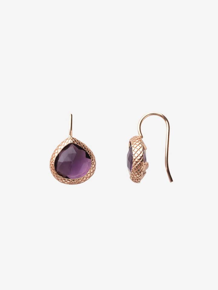 Boucles d'oreilles Fire Pierre French 10mm - Violet pour la vente par Atelier Coralia Leets fashion Jewelry