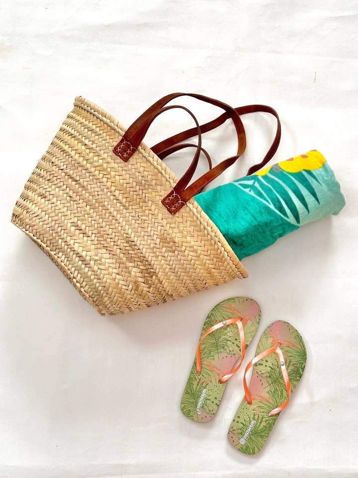 Panier de marché français tissé à la main – Sac de plage d'été pour la vente par Twins Basket