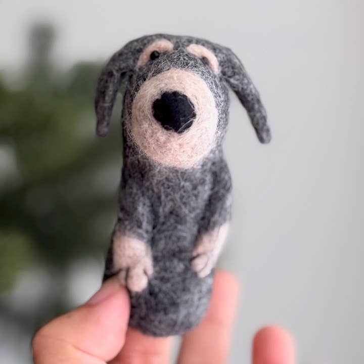 Gray Dog Finger Puppets for wholesale by Ganapati