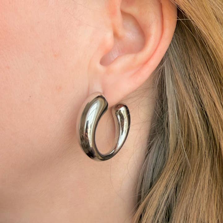 Everyday Silver Curl Hoops for wholesale by Little Nell Jewellery