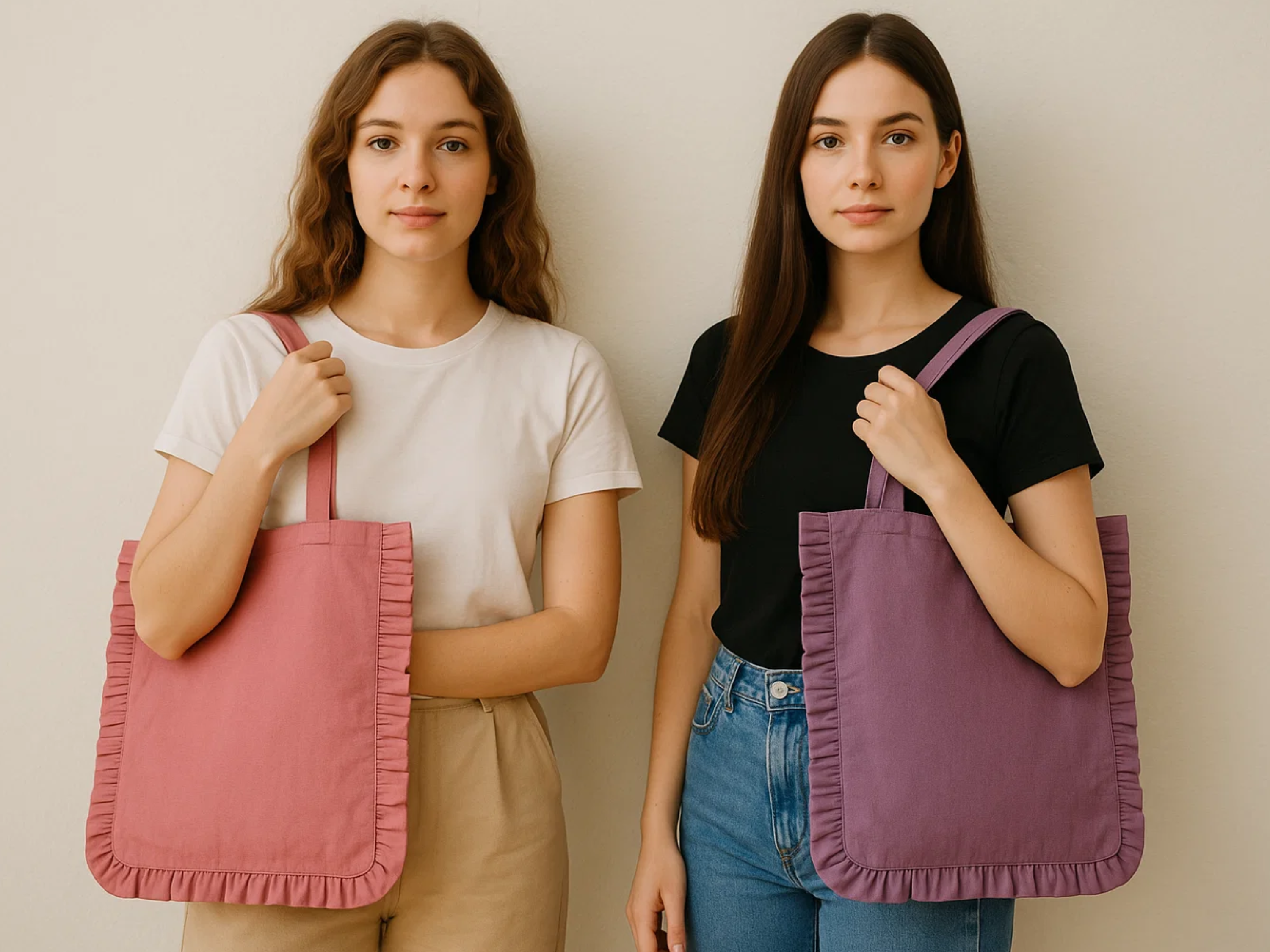 Fabrica Kraft – Engroshandel Tote bag - Dame – Canvas Ruffle Taske | Canvas Farvet Taske | Uden Mærke16