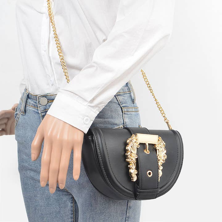 3AM BY H&D ACCESSORIES - Wholesale Shoulder Bag - Women's - HPC5891 FAUX LEATHER SHOULDER BAG W/BIG METAL BUCKLE