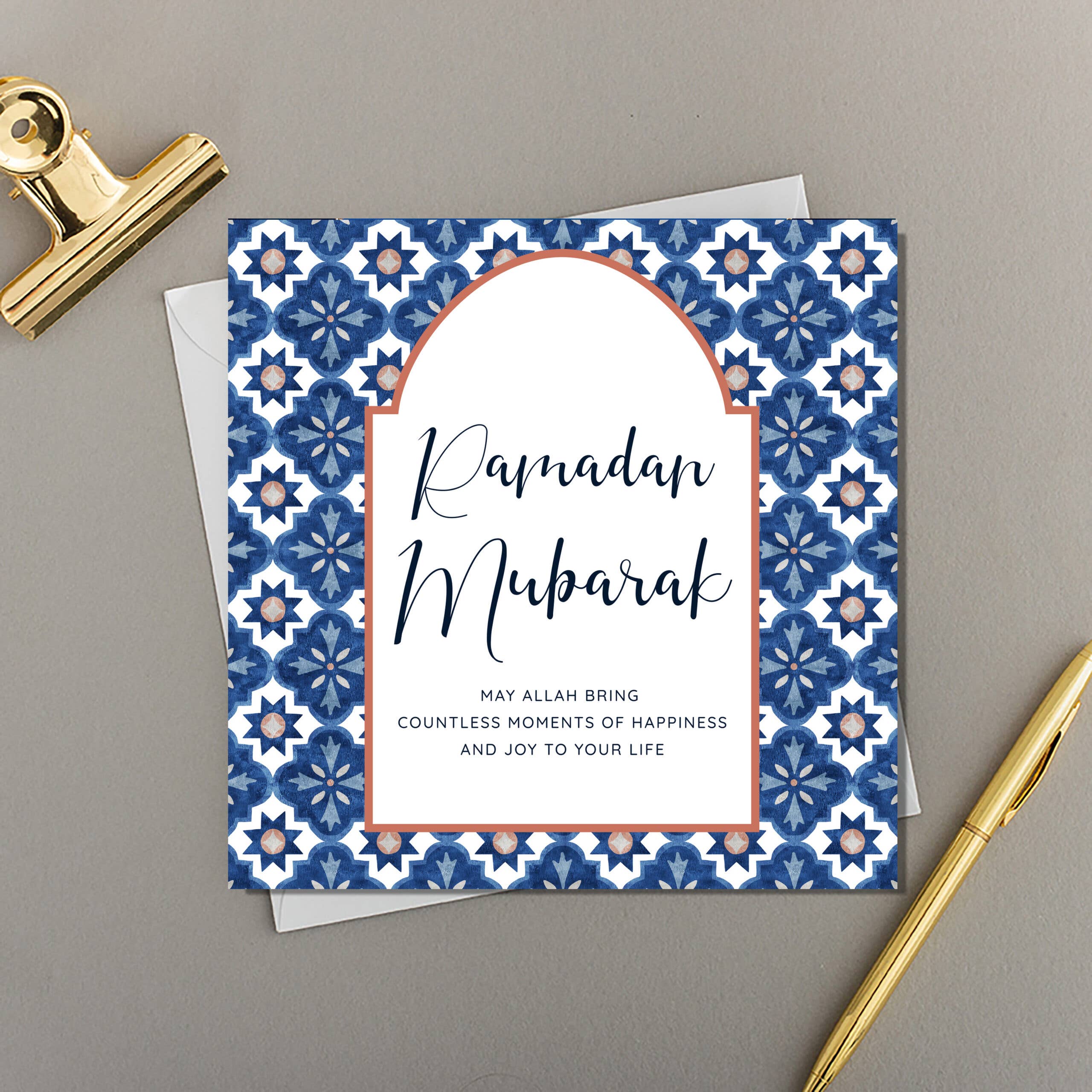 Eastern Print Studio – wholesale Eid & Ramadan card – x6 Ramadan Mubarak Tile Greeting Card0