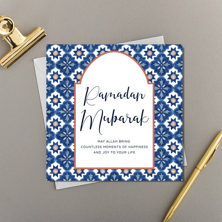 Eastern Print Studio - Wholesale Eid & Ramadan Card - x6 Ramadan Mubarak Tile Greeting Card