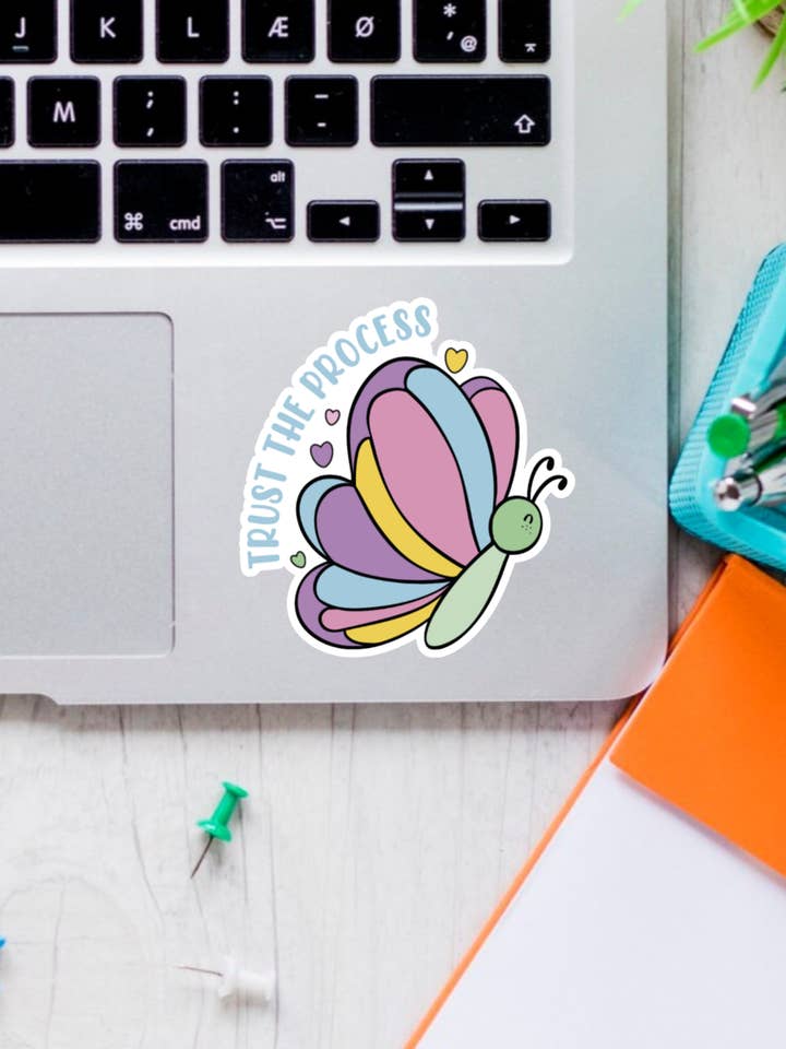 Trust The Process Butterfly Sticker for wholesale by Dotesy Designs
