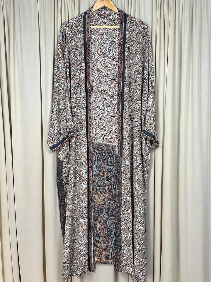 Recycle Silk Women Kimono Boho House Robe Beach Spa Cover up for wholesale by The Eastern Loom