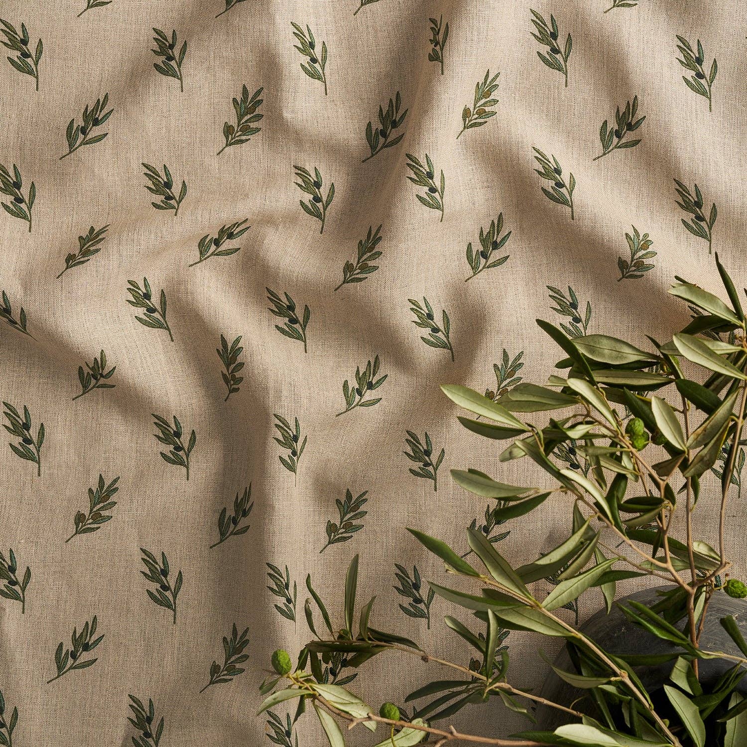 Sophie Allport - Wholesale Curtain - Olive Linen Fabric By The Metre0