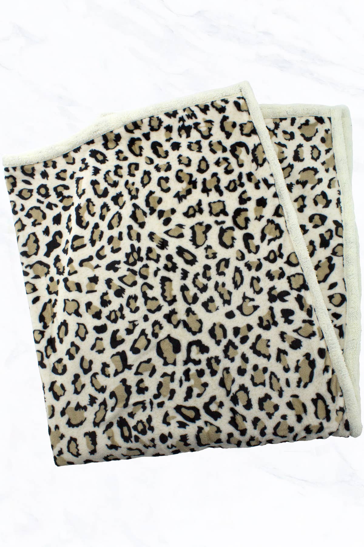 Suzie Q USA - Wholesale Throw Blanket - Beige Leopard Pattern Double Layered Warm Blanket1