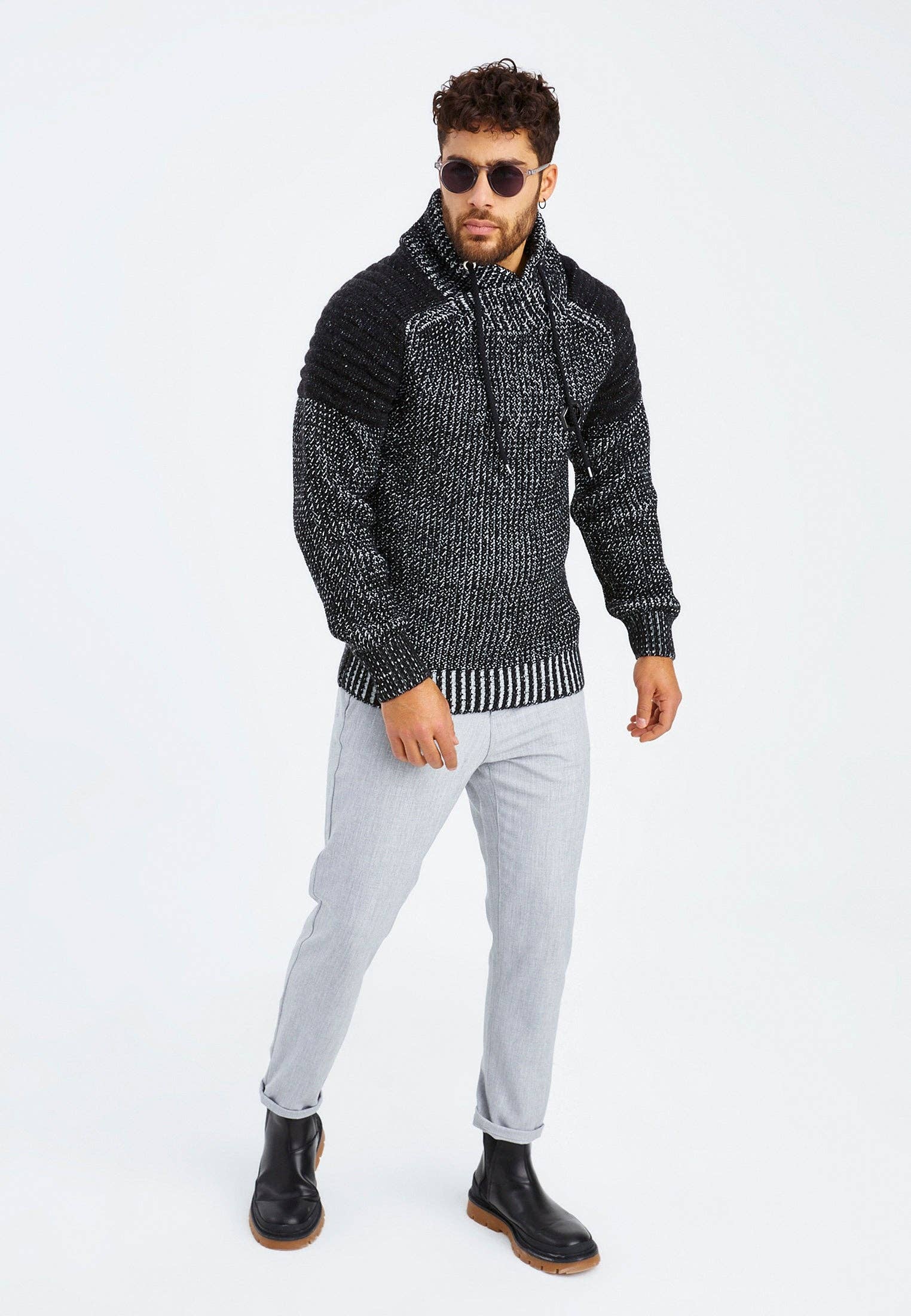 Leif Nelson GmbH - Wholesale Knit Sweater - Men's - Men's Knit Sweater Chunky Knit Shawl Collar LN-523514