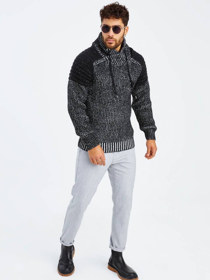 Leif Nelson GmbH - Wholesale Knit Sweater - Men's - Men's Knit Sweater Chunky Knit Shawl Collar LN-523514