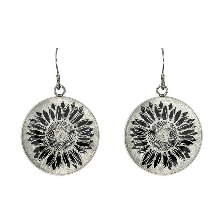 SUNFLOWER - CIRCLE MEDIUM EARRINGS -D942 for wholesale by Mo Resin