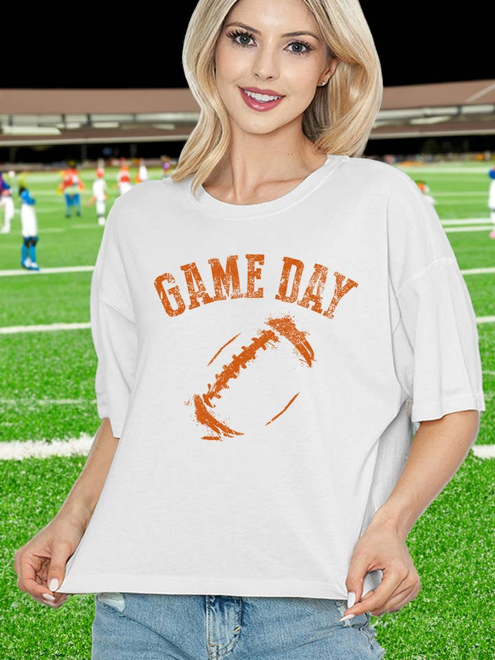 Game Day Football Graphic Crop Tee for wholesale by 2&moon