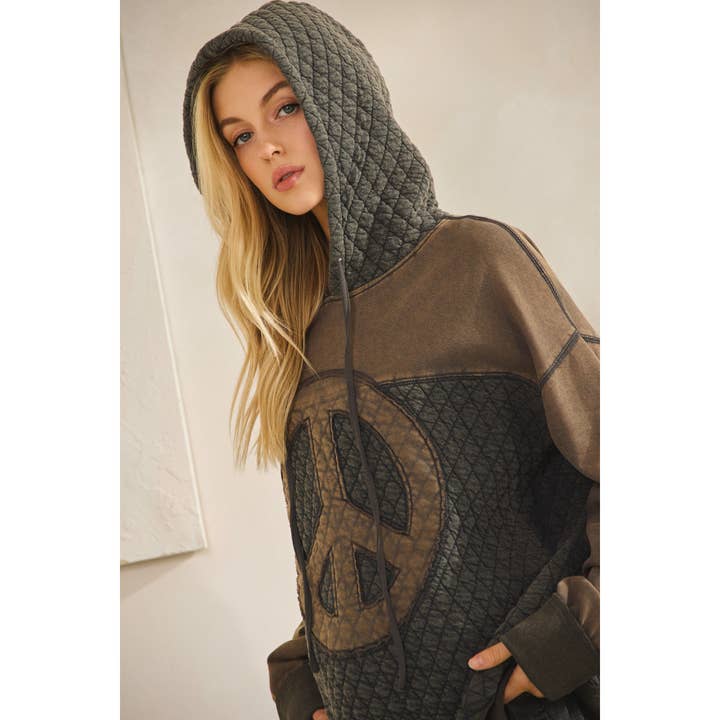 PEACE OUT MINERAL-WASHED QUILTED HOODIE (ST8210) for wholesale by Sage + Fig