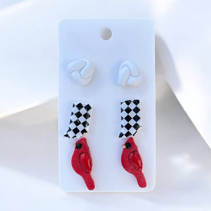 Earrings - Dangle - Polymer Clay - Hoosier Stud Pack for wholesale by Formed By Clay